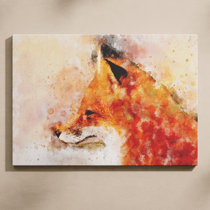 Toile Portrait aquarelle du Renard Rouge 03