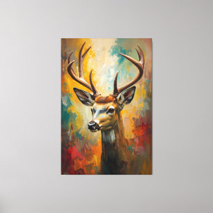 Toile Portrait artistique de cerf, peinture à l'huile vi