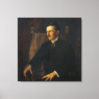 Toile Portrait bleu de Nikola Tesla