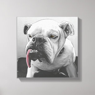 Toile Portrait d'animal de compagnie de bulldog blanc no