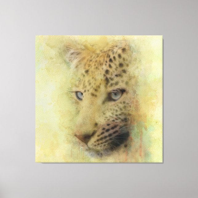 Toile  Portrait d'aquarelle africaine Leopard  (Recto)