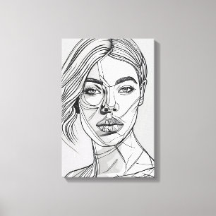 Toile Portrait d'art de ligne monochrome Abstrait
