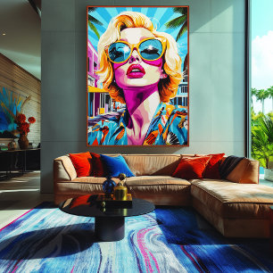Toile Portrait d'art pop gras d'une femme glamour