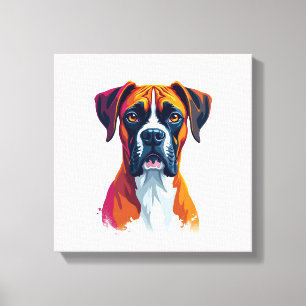 Toile Portrait de Boxer Vintage Éclaboussure de Couleur 