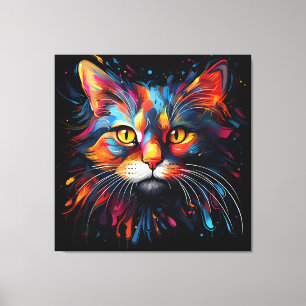 Toile Portrait de chat contemporain unique