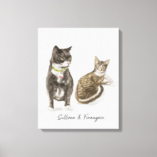 Toile Portrait de chat personnalisé Aquarelle