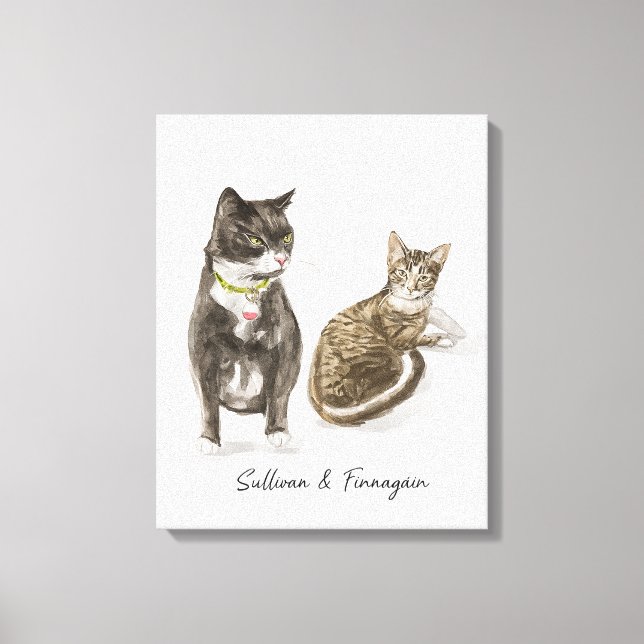 Toile Portrait de chat personnalisé Aquarelle (Recto)