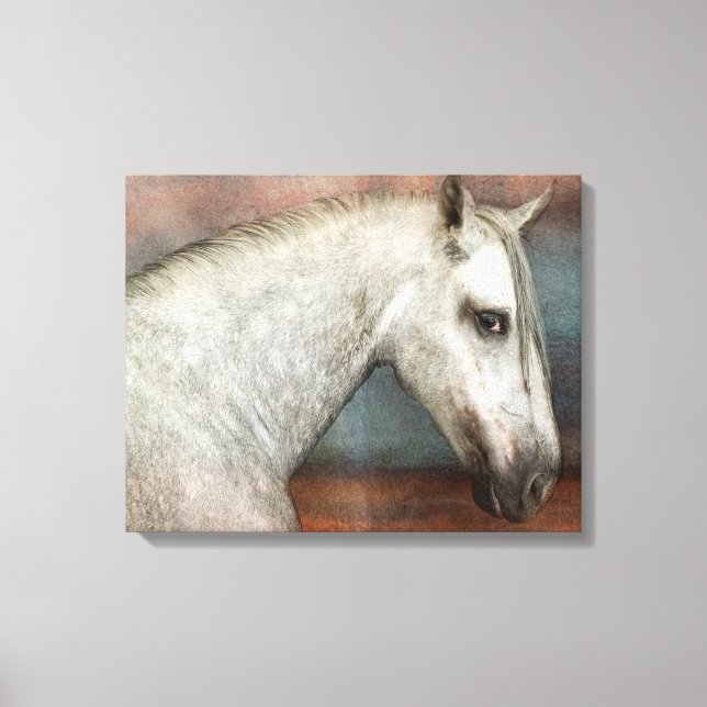 Toile Portrait de Cheval Andalou Gris Dappé (Recto)