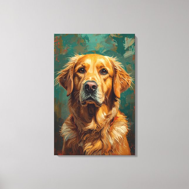 Toile Portrait de chien doré artistique Peinture à l'hui (Recto)