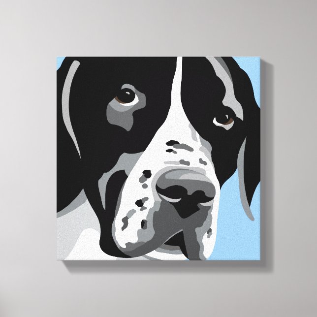 Toile Portrait de Chien Pointeur Noir et Blanc (Recto)