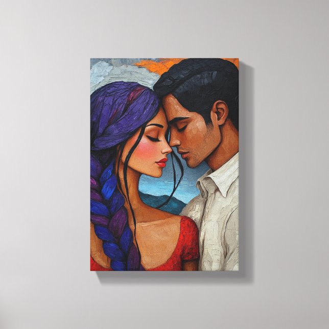 Toile Portrait de couple Abstrait - L'amour dans les for (Recto)
