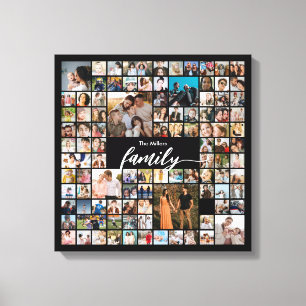 Toile Portrait de famille en collage de 100 photos