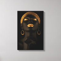 Portrait de femme africaine noire et or