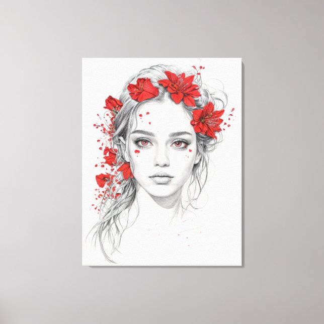 Toile Portrait de fille de fleurs (Recto)