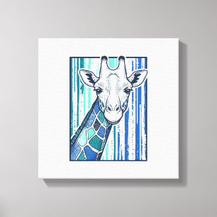 Toile Portrait de girafe coloré Gravure vintage vecteur
