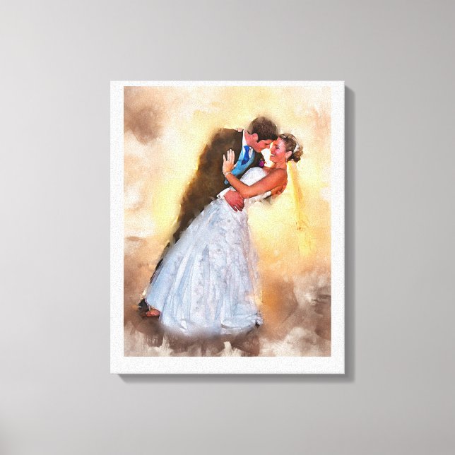 Toile portrait de mariage personnalisé, art cadeau perso (Recto)