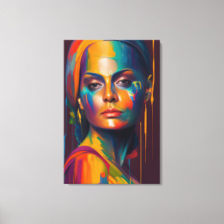 Toile Portrait d'une femme avec peinture pour décoration
