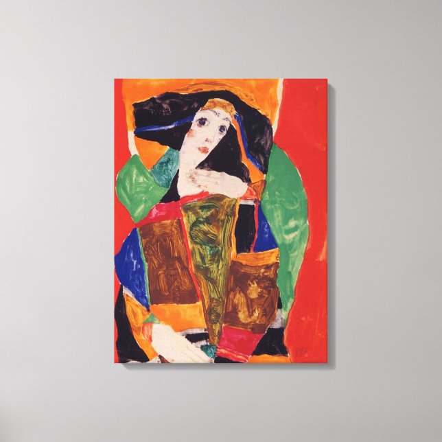 Toile "Portrait d'une femme" Egon Schiele (Recto)