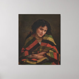 Toile Portrait élégant d'une femme vintage avec châle ra