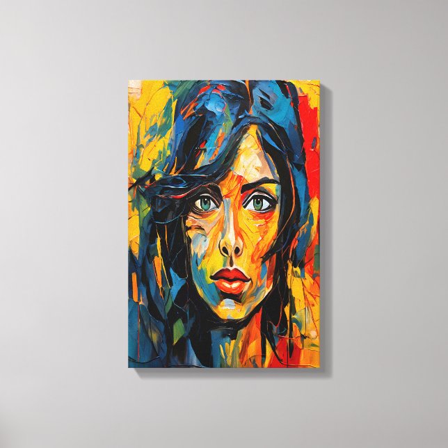 Toile Portrait expressionniste vibrant Art Abstrait auda (Recto)