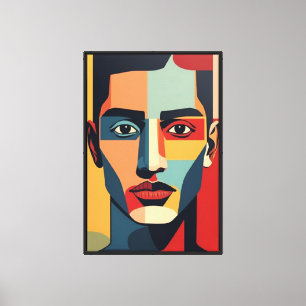 Toile Portrait géométrique abstrait masculin : Pop Art C