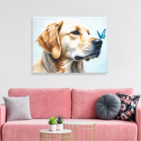 Portrait Golden Retriever Avec Papillon