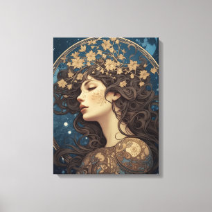 Toile portrait imaginaire femme style tarot