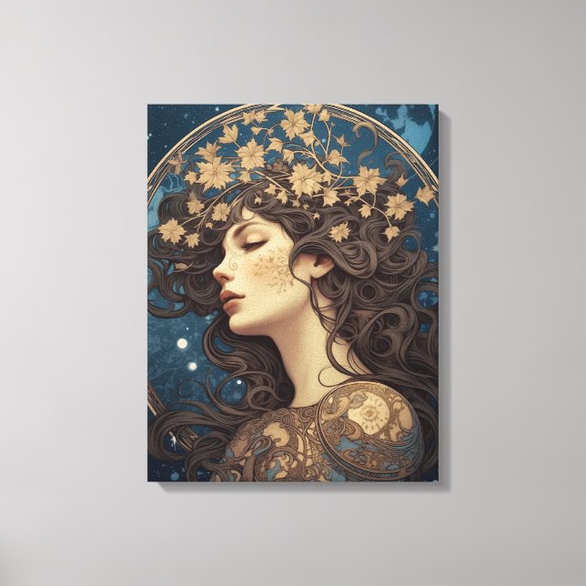 Toile portrait imaginaire femme style tarot (Recto)