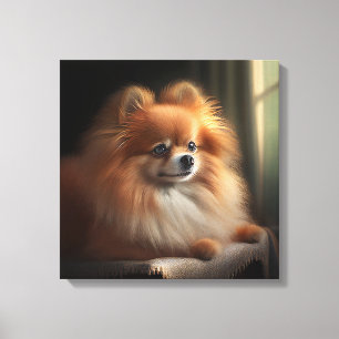 Toile Portrait mignon de chien de Poméranie