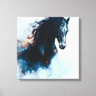 Toile Portrait minimaliste de cheval noir de course