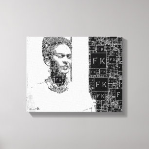 Toile Portrait noir et blanc de Frida Kahlo