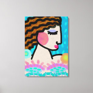 Toile Portrait numérique Abstrait et pacifique d'une fem