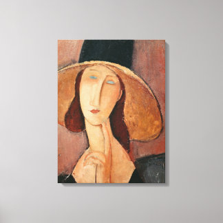 Toile Portrait of Jeanne Hebuterne in a large hat