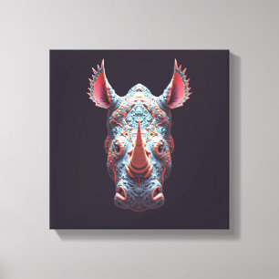 Toile Portrait Orné de Rhino - Masque d'Esprit Psychédél