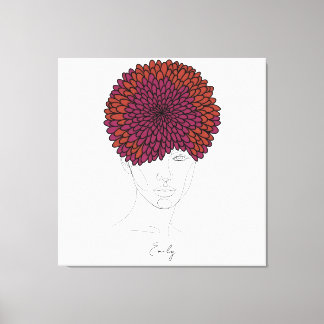 Toile Portrait personnalisé de la fleur de naissance de