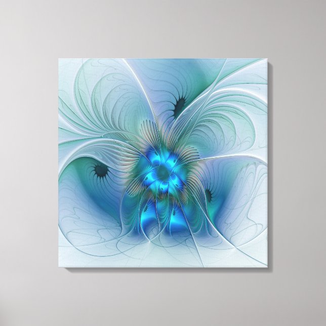 Toile Position, Abstrait bleu turquoise fractal (Recto)