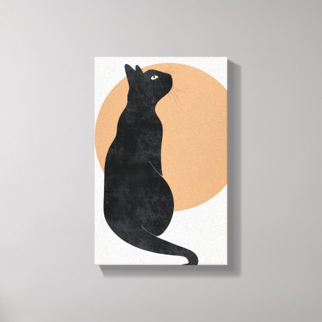 Toile Poster de chat noir et soleil jaune (Recto)