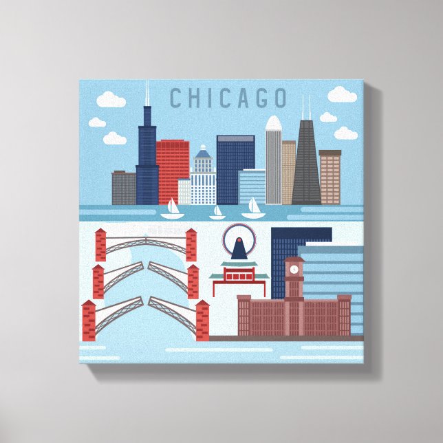 Toile Poster de Chicago Illinois (Recto)