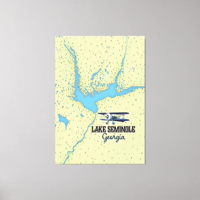 Toile Poster de la carte du lac Seminole Georgia (Recto)