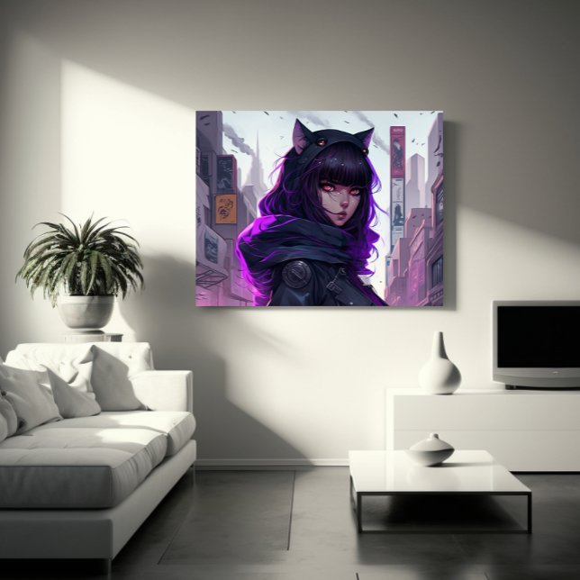 Toile Poster de la fille de chats Anime (Créateur téléchargé)