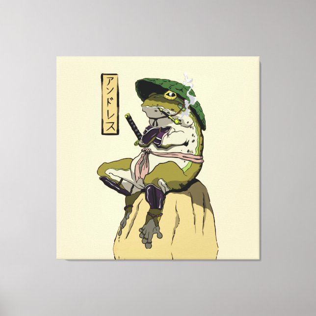 Toile Poster de la grenouille Samurai Faux Canvas Imprim (Recto)