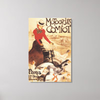 Poster de promotion Comiot Motocycles femme et oie