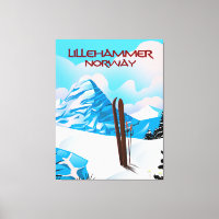 Poster de ski Lillehammer Norvège.
