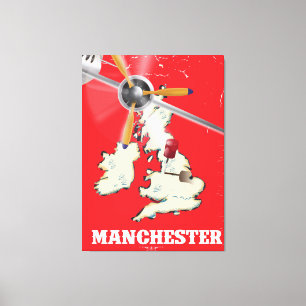 Toile Poster de voyage de Manchester vintage