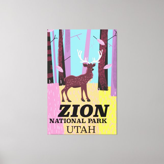 Toile Poster de voyage du parc national de Zion Utah. (Recto)