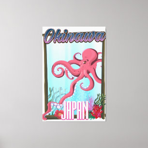 Toile Poster de voyage Okinawa Japan Squid