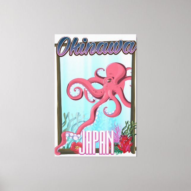 Toile Poster de voyage Okinawa Japan Squid (Recto)