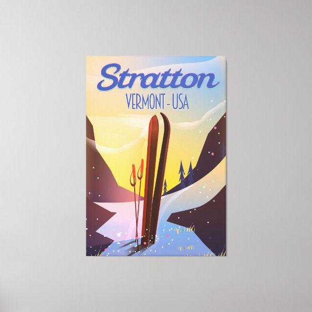 Toile poster de voyage ski Stratton Vermont (Recto)