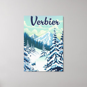 Toile Poster de voyage Verbier Suisse