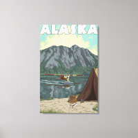 Poster du Vintage voyage Bush Plane and Fishing